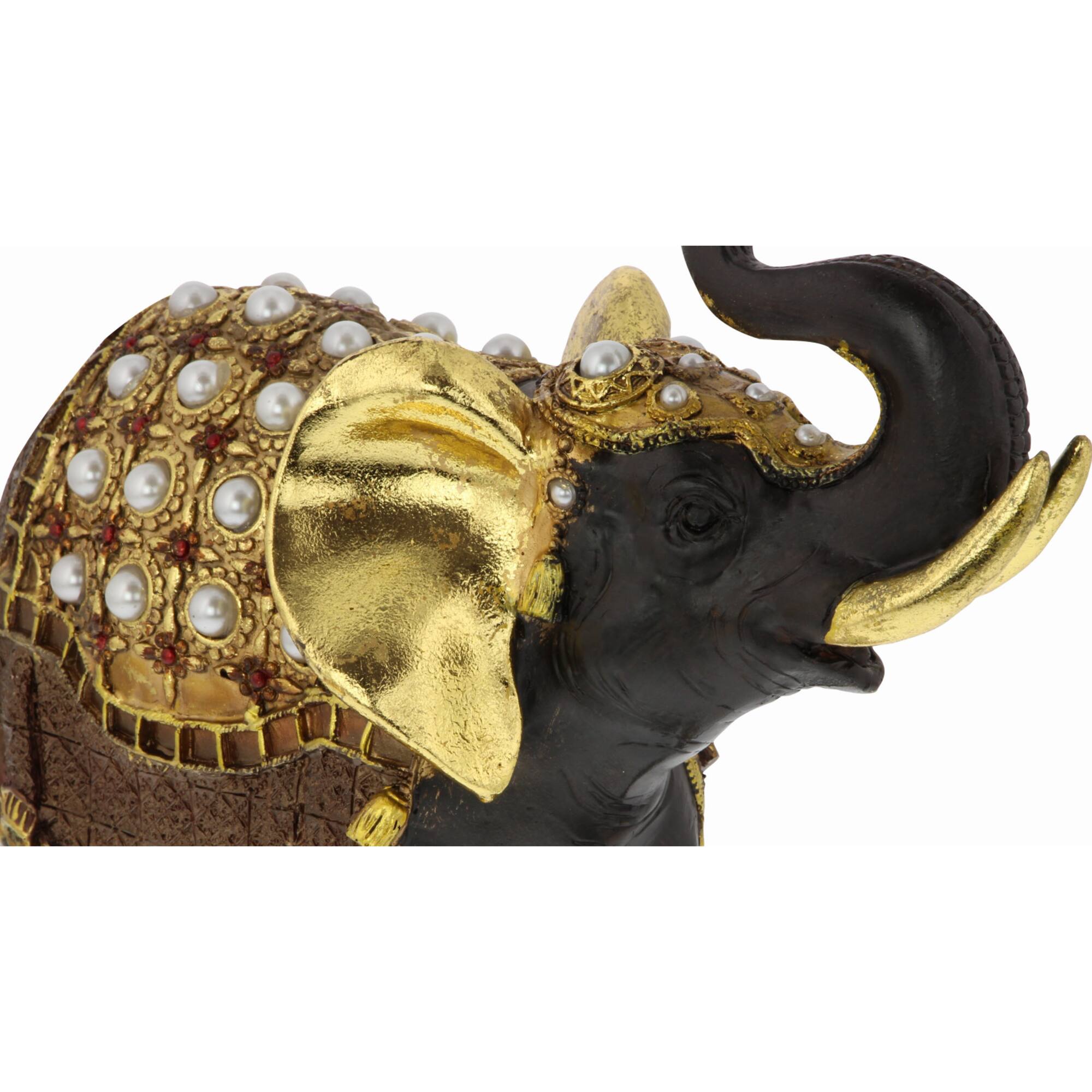 10" Brown Eclectic Polystone Elephant Sculpture